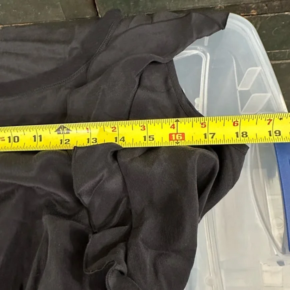 Banana Republic Black Silk Ruffle Elastic Tie Waist Top Blouse Medium - Picture 9 of 9